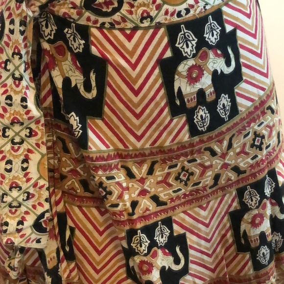 Hipster FESTIVAL INDIA ELEPHANT PRINT Wrap Skirt - Picture 4 of 4